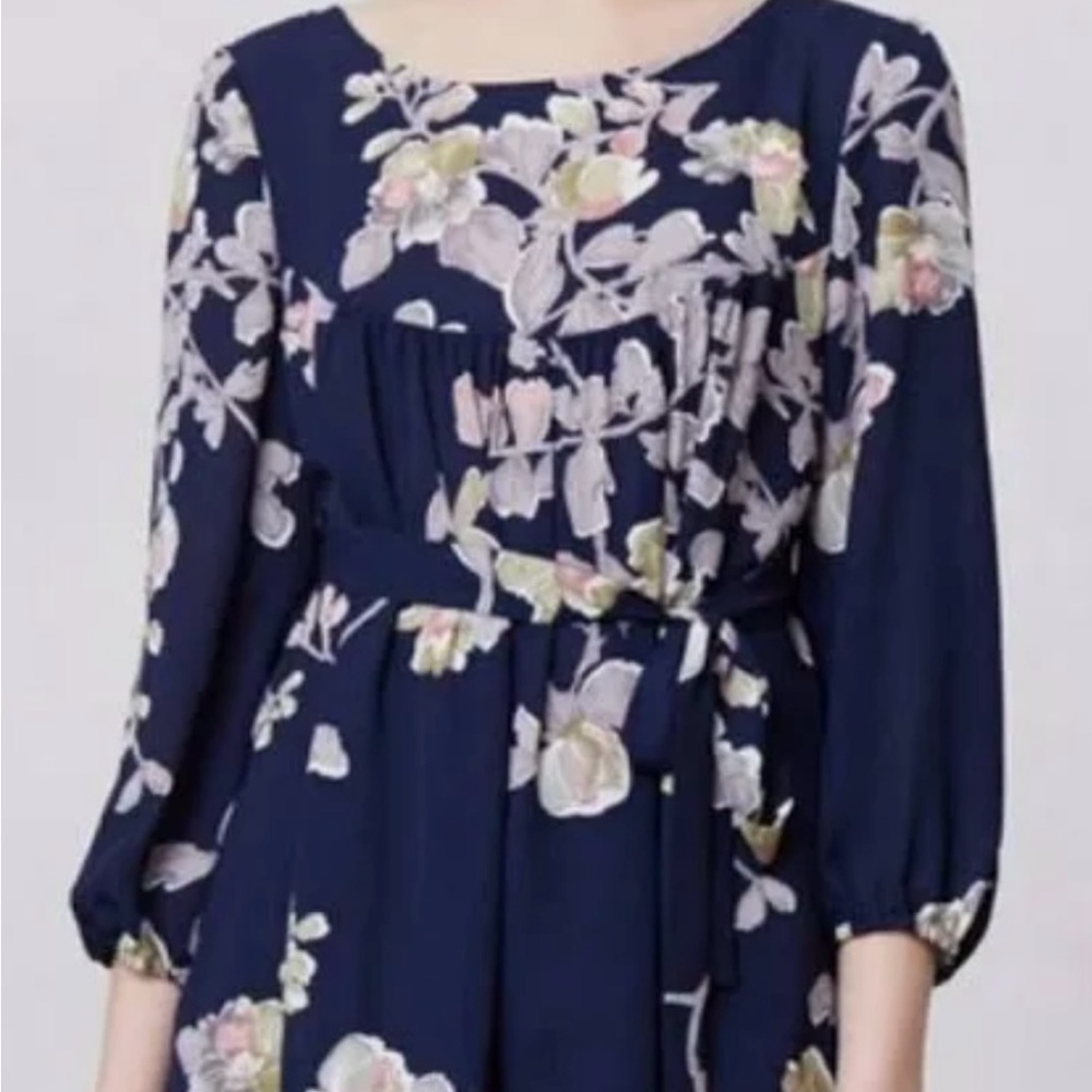 Anthropologie Blue and Pink Blouse Top